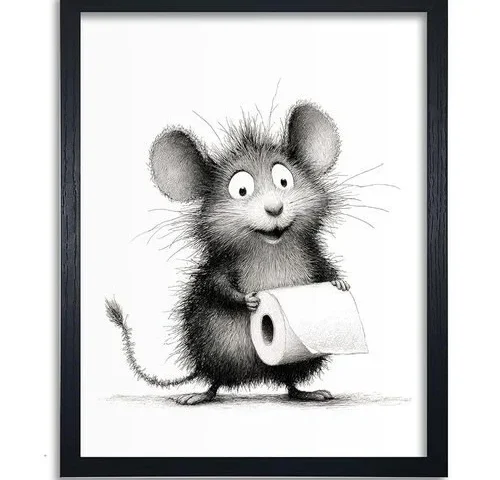 Gumeyjia Funny Bathroom Sign Decor Animal Bathroom Wall Art Mice