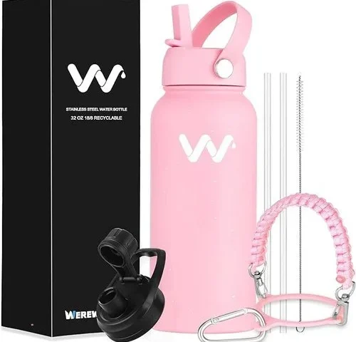 Werewolves Personalized Insulated Water Bottle With Paracord Handle Straw Lid