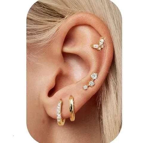 4pairs Hypoallergenic Gold Earrings Stacks For Women – 316l Surgical
