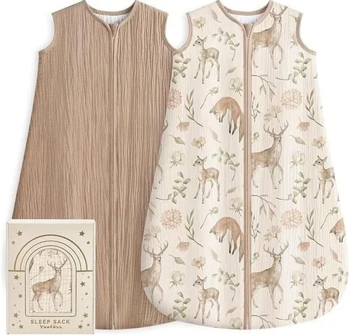 Yoofoss Baby Sleep Sack 6-12 Months 100 Organic Muslin Cotton