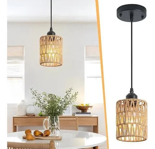 Oteedo Rattan Chandelier Pendant Lights Kitchen Island Farmhouse Boho Chandeliers