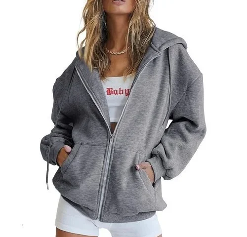 Efan Women Zip Up Hoodies Oversized Sweatshirt Jacket 2025 Fall