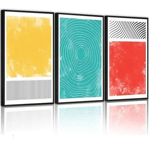 Phopago 16x24in Large Minimalist Abstract Framed Wall Art Modern Colorful