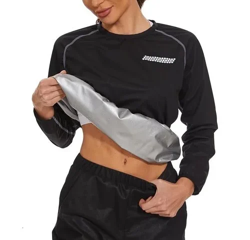 Sexywg Womens Sauna Sweat Long Sleeve Shirt Body Shaper Sauna