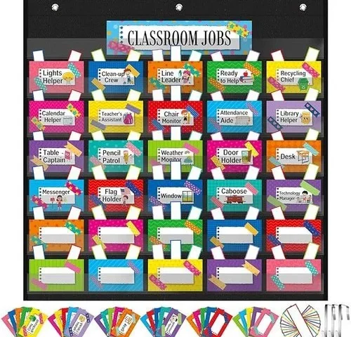 Watersay Class Jobs Pocket Chart For Classroom With 111 Cards