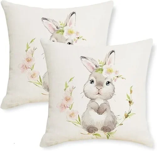 Byoneess Easter Pillow Covers 18×18 Inch Set Of 2 Easter