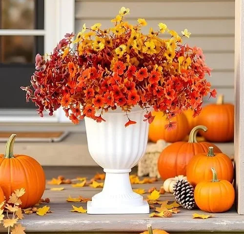 Aevrblos Artificial Fall Flowers For Outdoors Fake Mums Plants 16