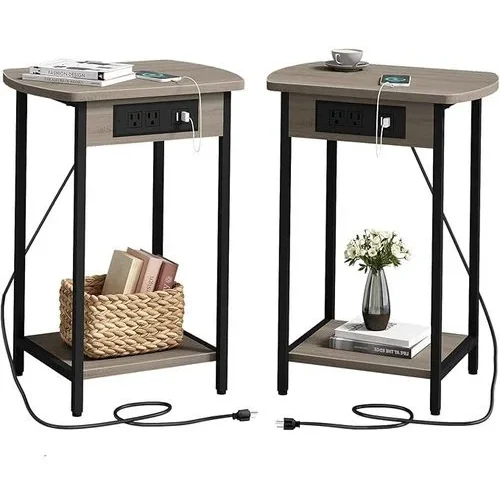 Soowery End Tables With Charging Station Set Of 2 Side
