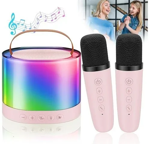 Mini Karaoke Machine For Kids Bluetooth Speaker With 2 Wireless