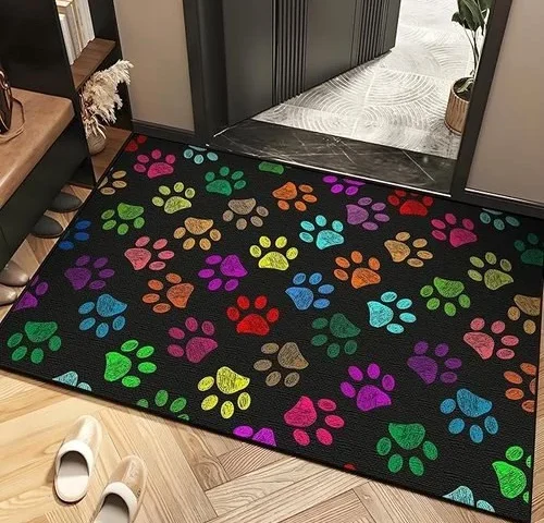 Multicolor Dog Paw Area Rugs For Living Room Bedroom Rug