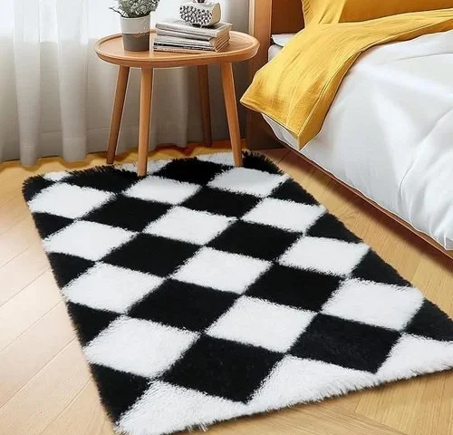 Onasar Small Rugs For Bedroom 2×3 Fluffy Shaggy Soft Black