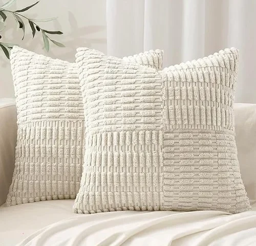 Miulee Set Of 2 Cream White Decorative Pillow Covers 18×18