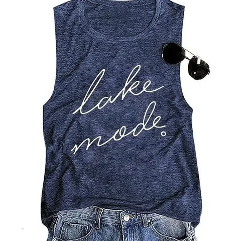 Fayaleq Lake Mode Tank Tops Women Lake Life Summer Vacation