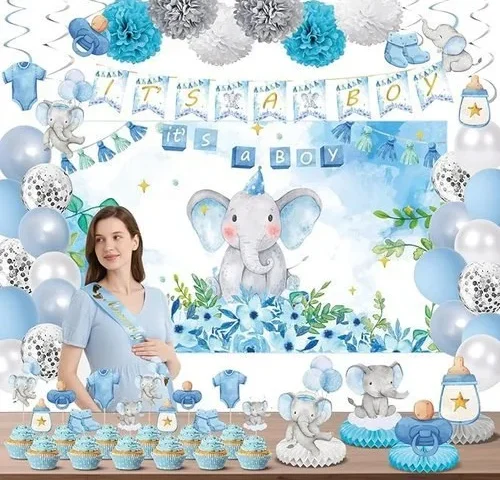 Elephant Baby Shower Decorations For Boy Blue Baby Boy Shower