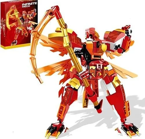 Wulobooi Fire Mech Toy Building Blocks Set Red Ninja Figure