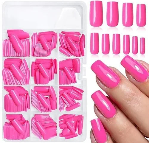 Lifextol 360pc Hot Pink Square Press On Nails Medium Long