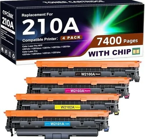 210a Toner Cartridges 4 Pack With Chip Compatible Replacement For
