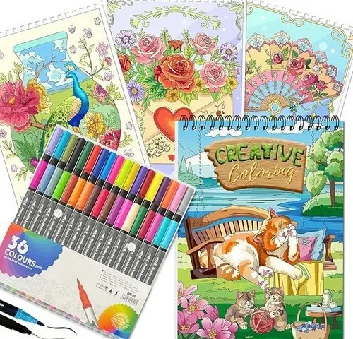 Kalysky Adult Coloring Book Set With Markers – 30 Pages