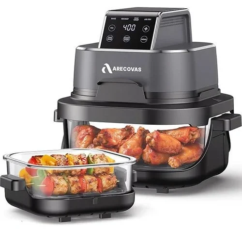 Arecovas 4-in-1 Portable Glass Air Fryer 140 400 F Precise