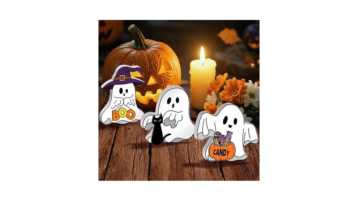 Amazon coupon: 3pcs Wooden Halloween Decor Wooden Ghost