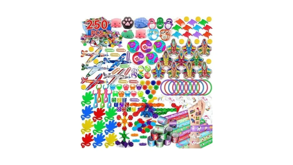Amazon code: Nicknack 250pcs Goodie Bags Stuffers Fil