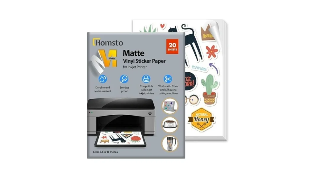Amazon code: Homsto Printable Vinyl Sticker Paper For