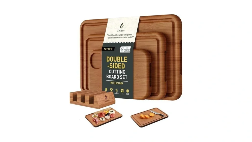 Amazon coupon: 3 Packs Bamboo Cutting Board Set With Ho