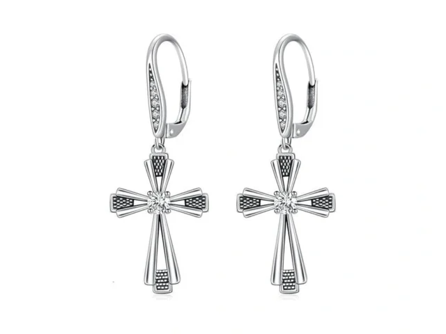 Xixles Cross Dangle Drop Earrings 925 Sterling… Coupon