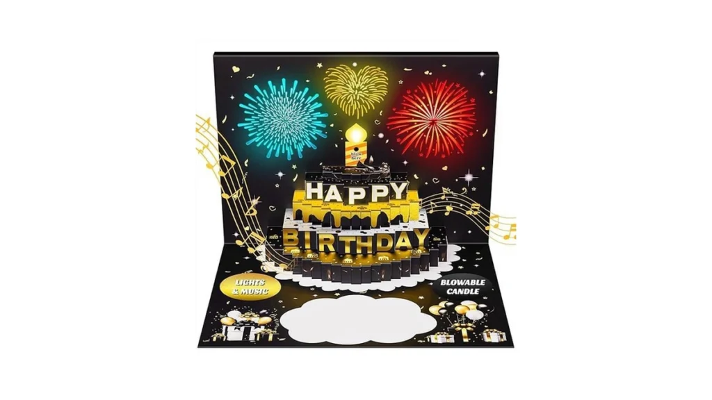 Amazon code: Azrra Musical Birthday Cards Pop Up Cake