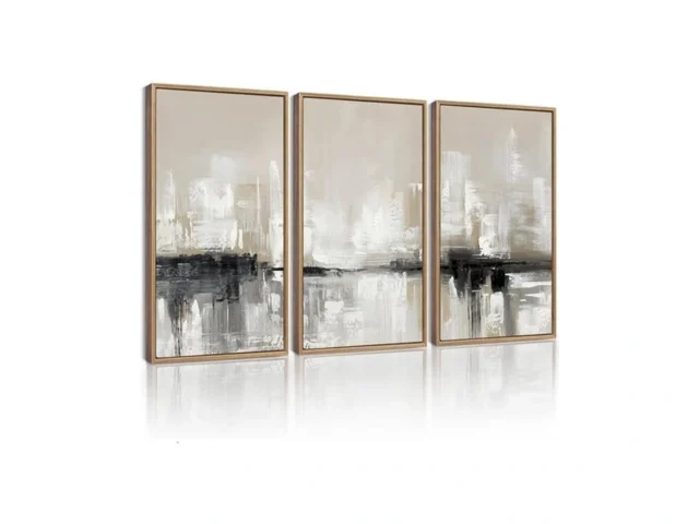 Kuvioke Abstract Gray Framed Wall Art Neutral Brown…