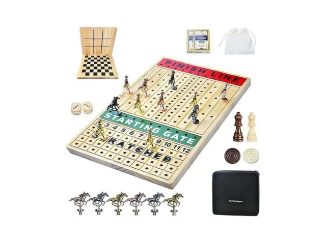 Horse Race Board Game Metal Horses 4-in-1 Foldable… Code