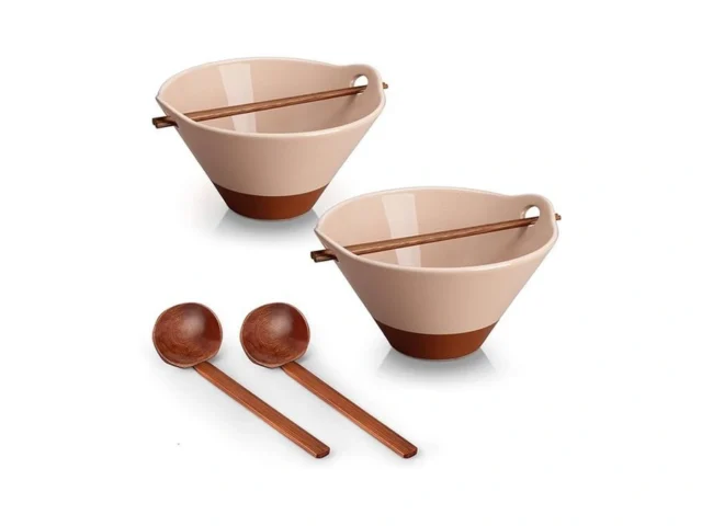 Malacasa 42 Oz Ceramic Ramen Bowl Set With Wooden… Code