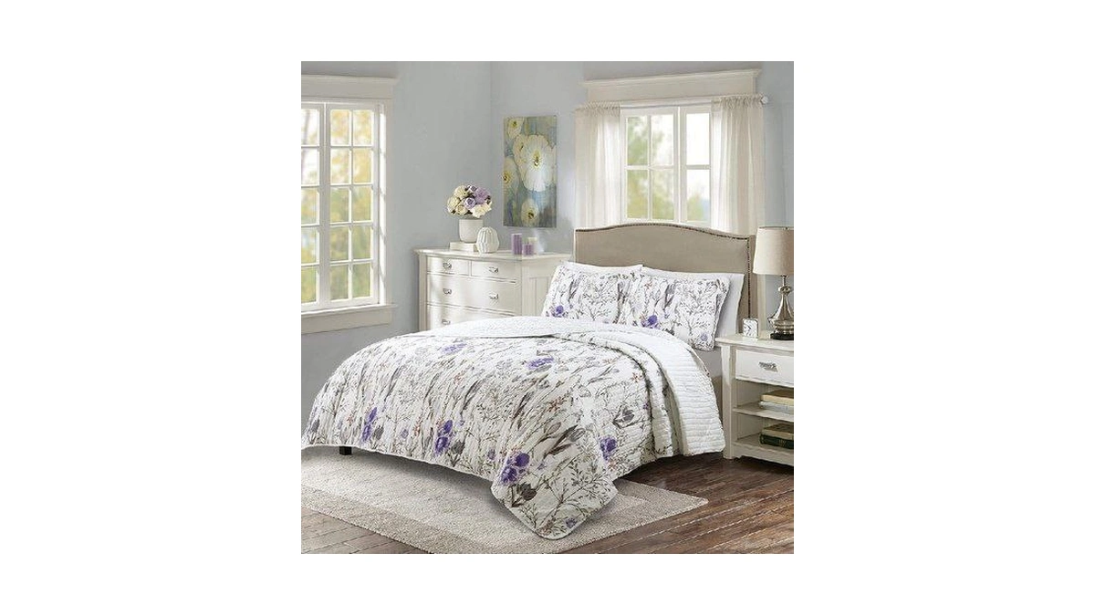 Amazon coupon: Lush Decor Adalia 3-piece Purple Gray Qu
