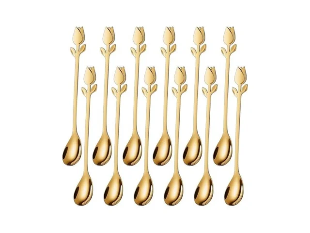 Sgvrpvz Gold Tulip Rose Handle 12-pcs Mini Coffee… Code
