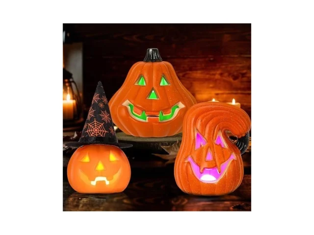 3 Pack Jack O Lantern Lighted Pumpkin With Hat… Coupon