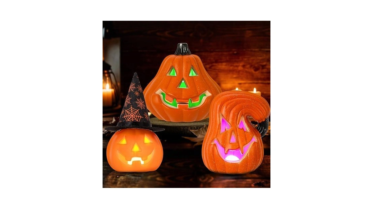 Amazon coupon: 3 Pack Jack O Lantern Lighted Pumpkin Wi