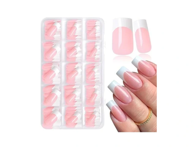 300pc French Tips Press On Nails Medium Square Fake…