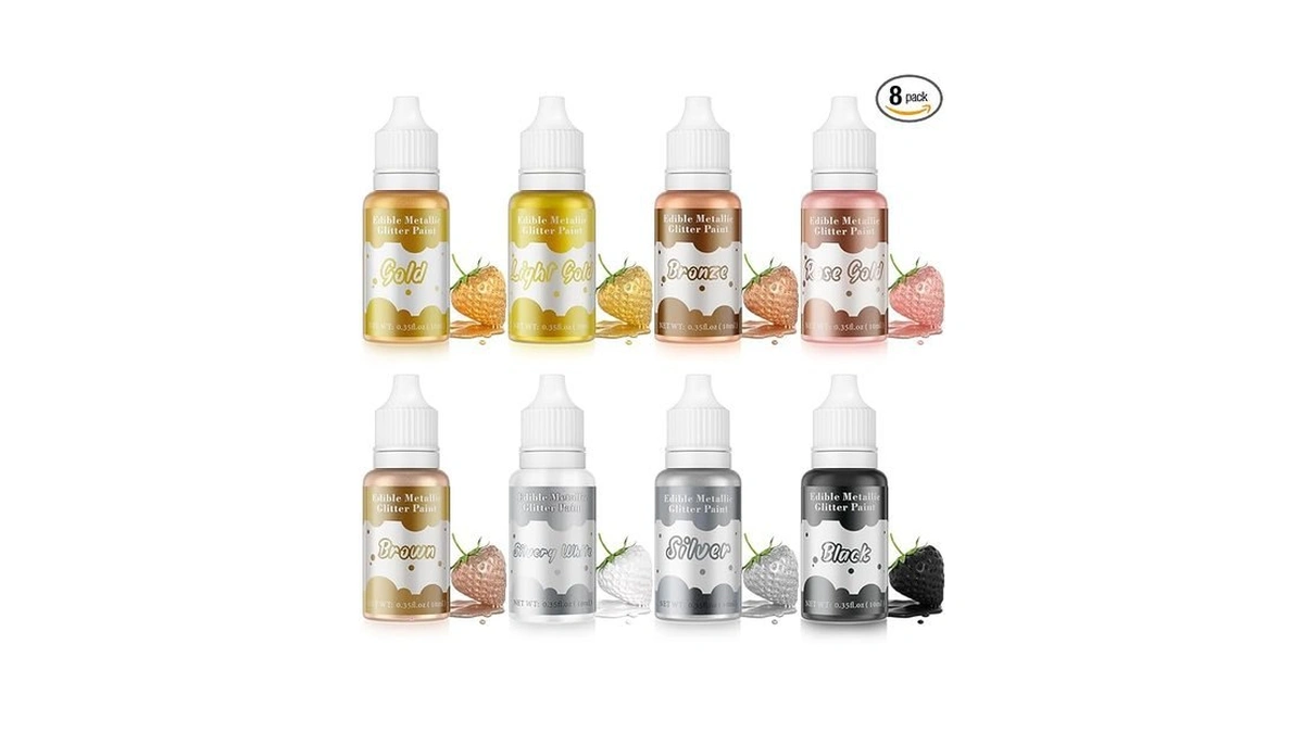 Amazon code: 8 Edible Metallic Glitter Paint Set - Pe
