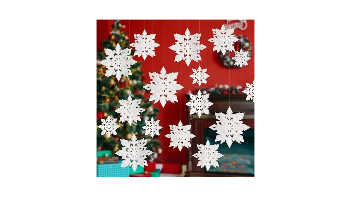 Amazon code: 12pcs White Snowflake Ornaments For Chri