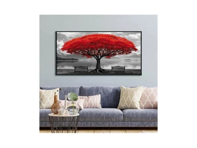 Ydysune Red Tree Wall Art – Large Canvas Wall Decor…