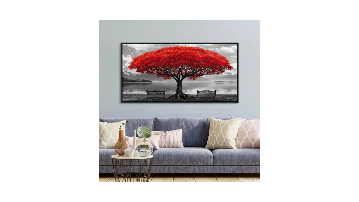 Amazon coupon: Ydysune Red Tree Wall Art - Large Canvas