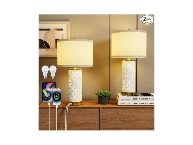 Ceramic Table Lamps Set Of 2 Updown Dual Light With… Code