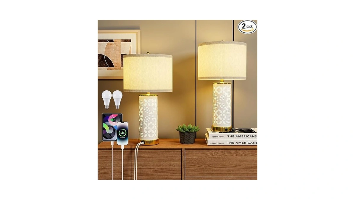 Amazon code: Ceramic Table Lamps Set Of 2 Updown Dual