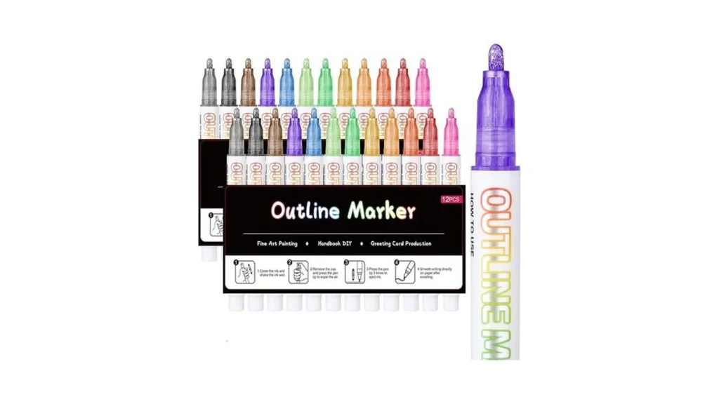 Amazon code: Double Line Outline Markers 24 Colors Gl