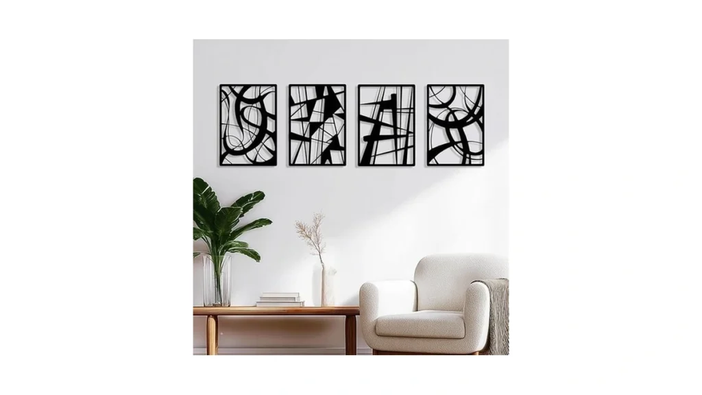 Amazon code: Tentenri Black Metal Abstract Wall Art 4