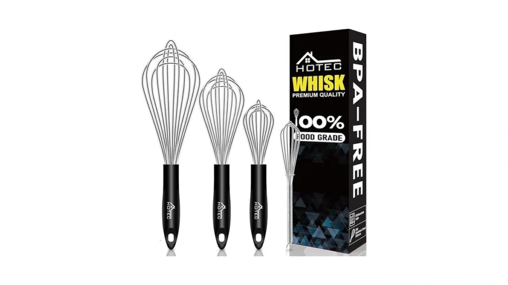 Amazon code: Hotec 4 Pieces Stainless Steel Whisks Se