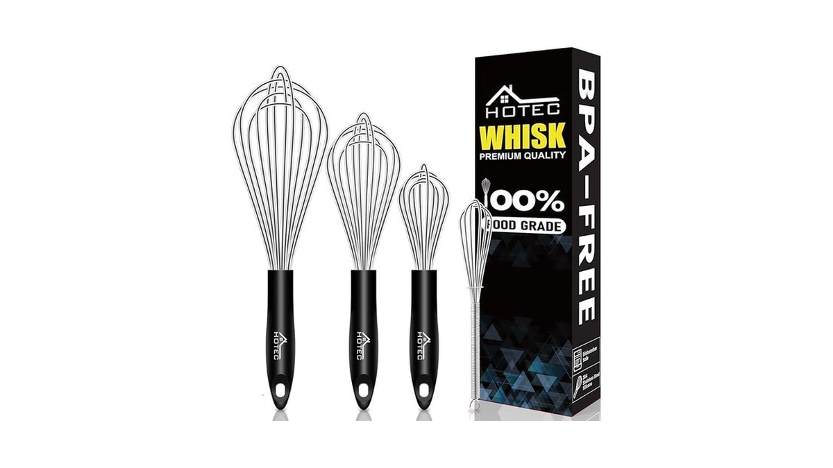 Amazon code: Hotec 4 Pieces Stainless Steel Whisks Se