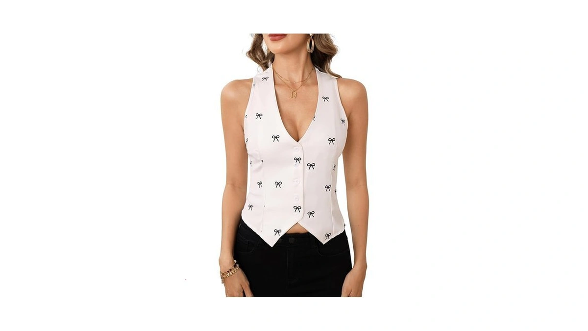 Amazon code: Makemechic Women S Bow Vest Top V Neck B