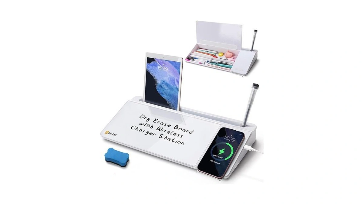 Amazon code: Selead Desktop Glass Whiteboard With Wir
