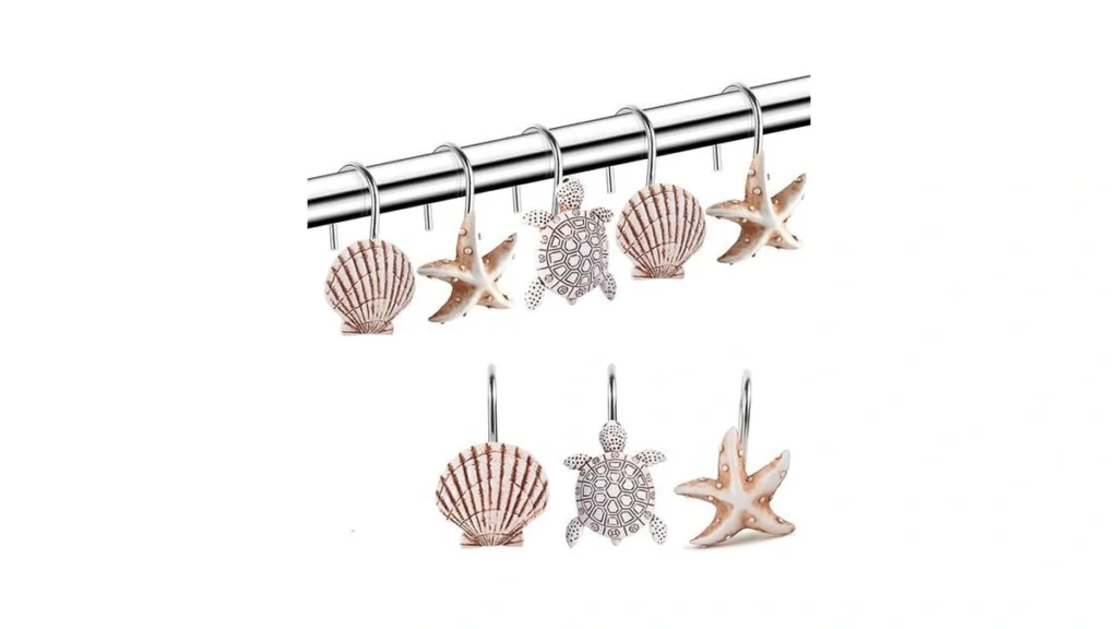 Amazon code: Decorative Shower Curtain Hooks Seashell